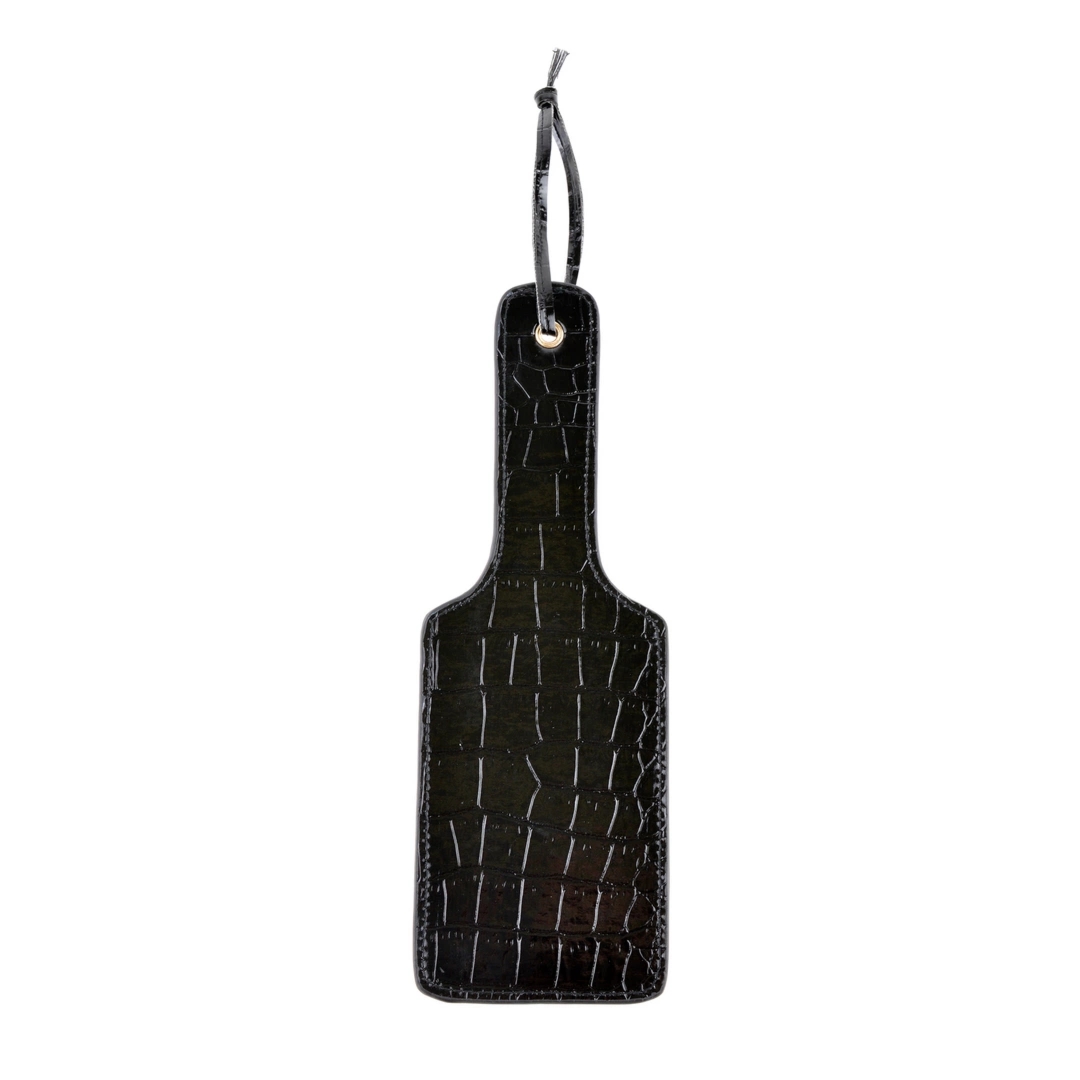 Pipedream Fetish Fantasy Gold Paddle czarna, tekstura croc skóra, ergonomiczna rączka