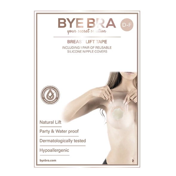 Bye Bra Breast Lift & Silicone Covers D-F – taśmy podtrzymujące + silikonowe nakładki, 1 para