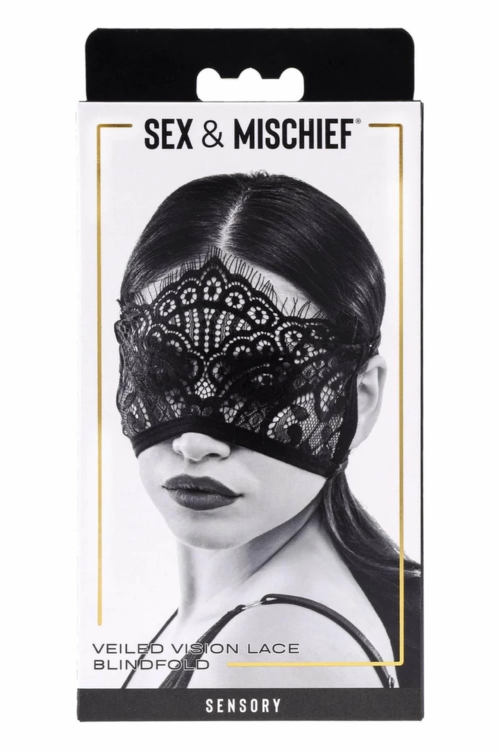 SPORTSHEETS SEX AND MISCHIEF Veiled Vision koronkowa opaska na oczy, regulacja
