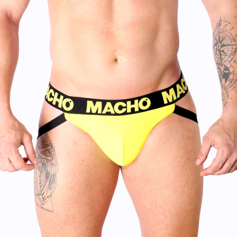 Macho MX25A Jockstrap Lycra żółty M – sportowa bielizna męska, ergonomiczny system wsparcia