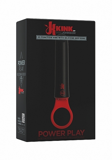WIBRATOR SILIKONOWY Z RĄCZKĄ CZERWONO-CZARNY 2402-60-BX - Power Play with Silicone Grip Ring - Black