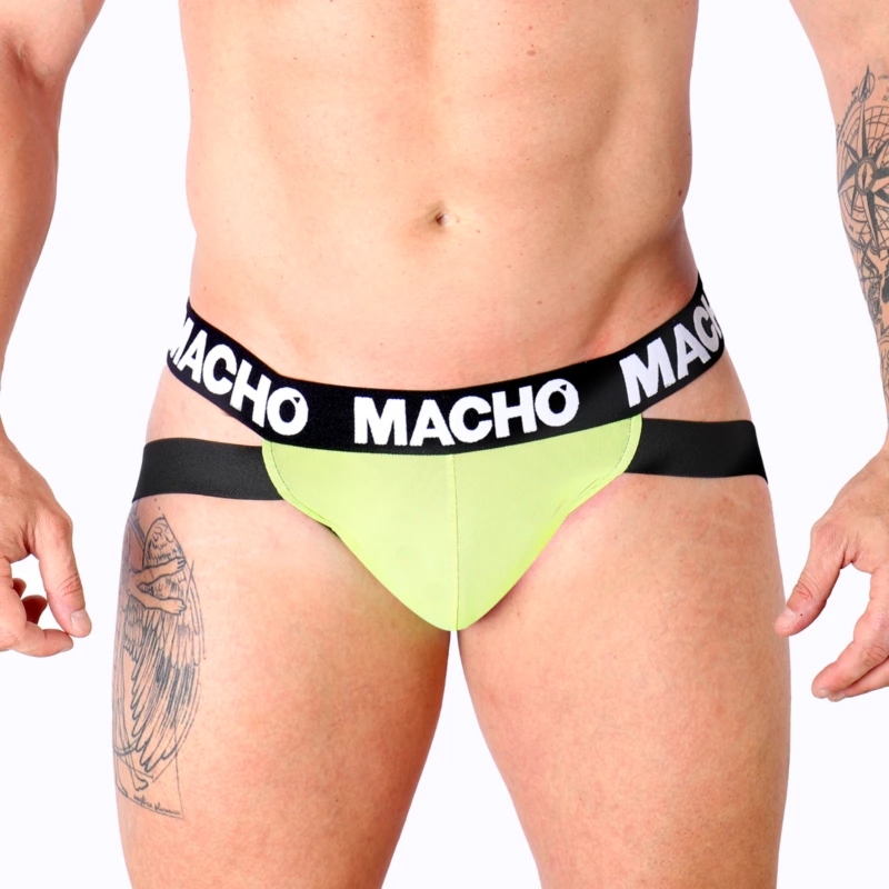 Macho MX28FA Jockstrap żołty S – anatomiczny krój, lycra, podwójne tylne paski