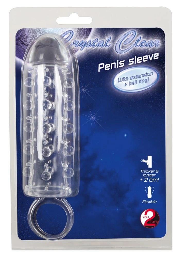 You2Toys Crystal - Transparentna nakładka z wypustkami i pierścieniem stabilizującym 11 cm