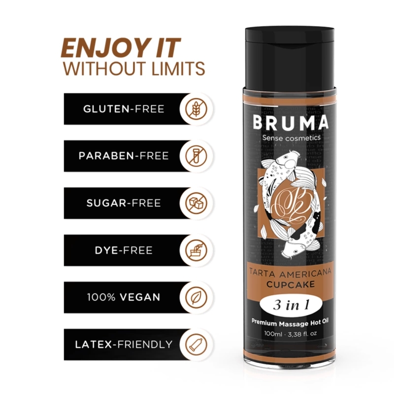 BRUMA Premium Olejek Masaż 3w1 Efekt Ciepła 100ml – uniwersalny, bez parabenów, wegański
