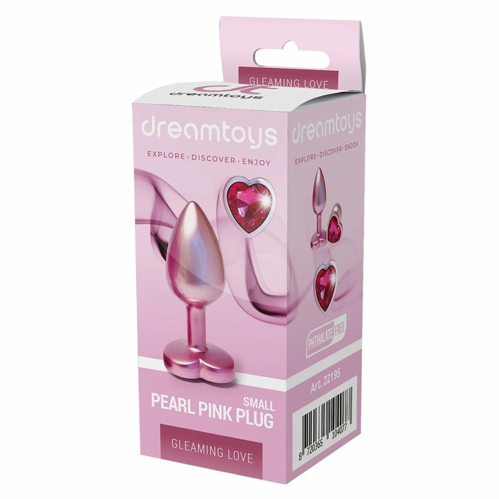 GLEAMING LOVE Pearl Pink Plug Small z kryształem, aluminium, perłowy róż, 7,1 cm