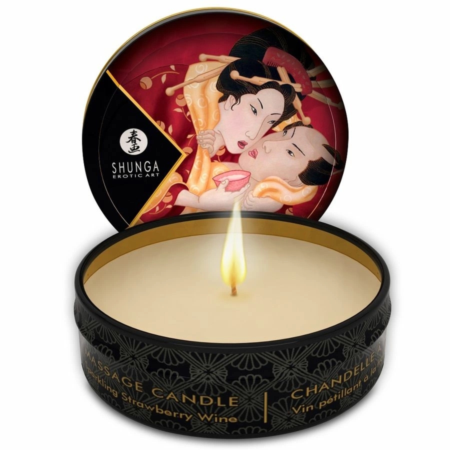 Shunga Mini Caress świeca do masażu Truskawka & Cava 30ml naturalny olejek pielęgnacyjny