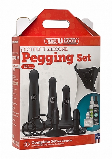 ZESTAW AKCESORIÓW DO SEKSU ANALNEGO Czarny-1070-50-BX - Silicone Pegging Set - Black
