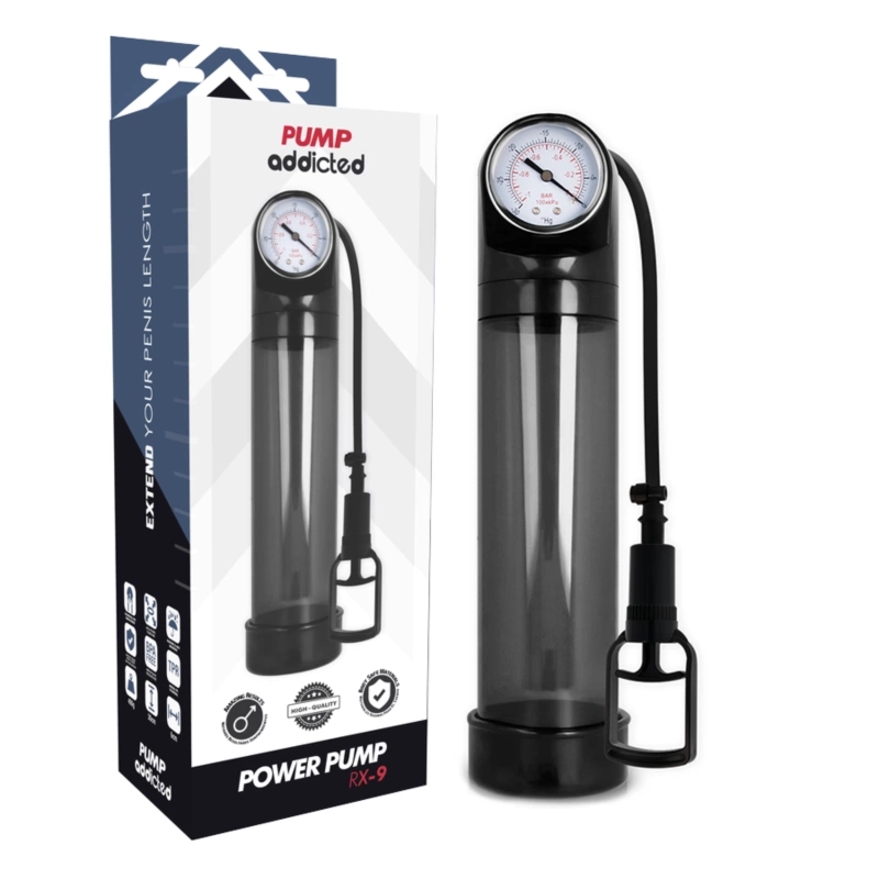 Pump Addicted RX9 Black system próżniowy z kalibracją, 20 cm, ABS+Silikon