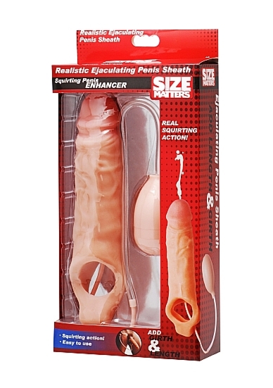 Realistyczna powiększająca nakładka na penisa z funkcją wytrysku - Realistic Ejaculating Penis Sheath AD982