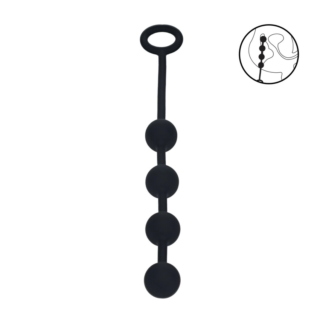 LEVELZ Kule intymne silikonowe S 20mm czarny – model z uchwytem, medyczny silikon