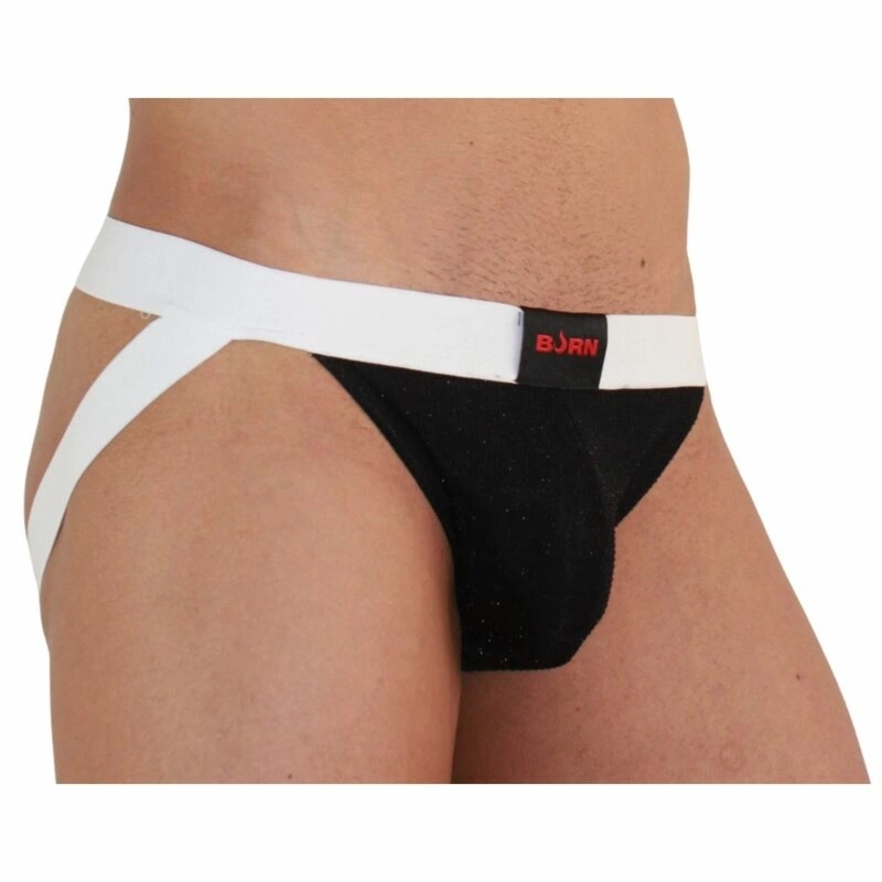BURN Jock 004 XL – czarno-biały błyszczący pas biodrowy, elastyczna konstrukcja