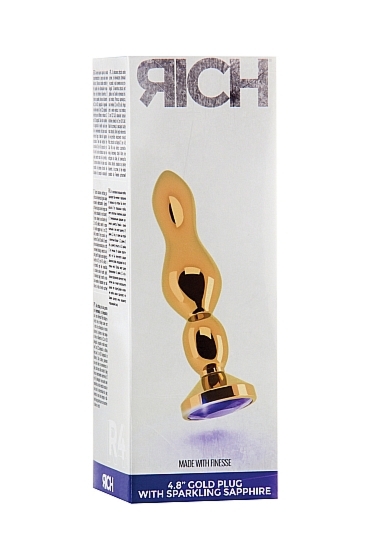 ZATYCZNA ANALNA zdobiona 4,8 Inch - R4 - Gold Plug - 4,8 Inch - Purple Sapphire