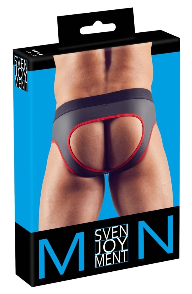 Svenjoyment Jockstrap L czarno-czerwony, zamek przód, otwarty tył, sportowy fason