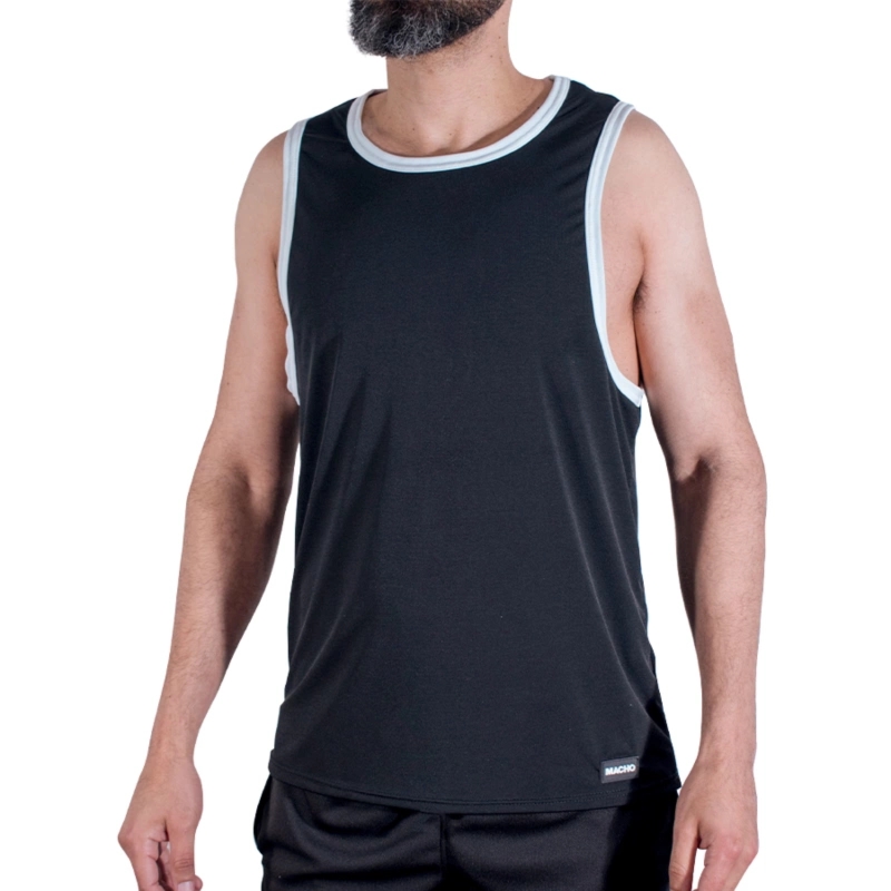 MACHO CMV004 czarna koszulka sportowa L/XL oddychająca, anatomiczna
