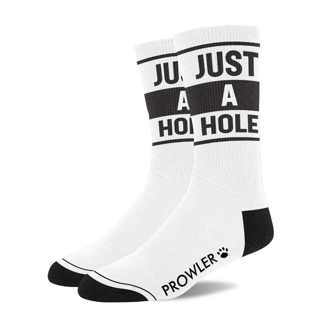 Prowler RED Just a Hole – skarpety czarno-białe z logo i napisem, unisex, elastyczne