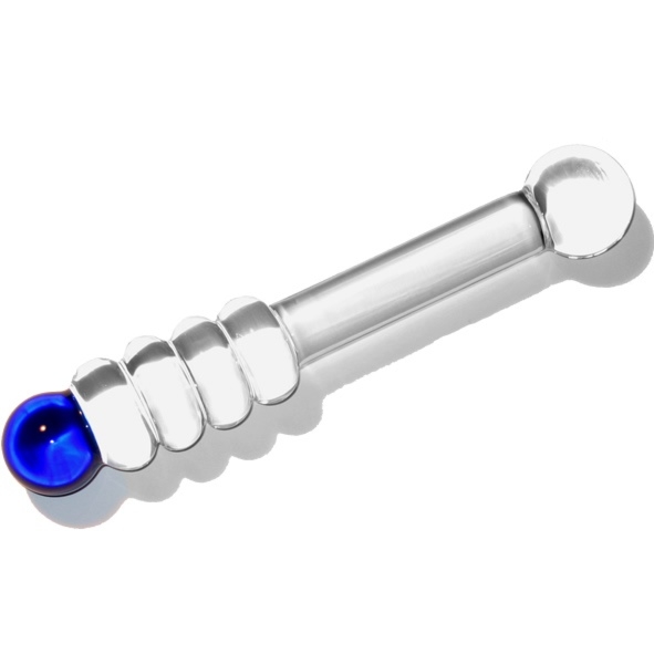 SexShop - Szklane dildo ze stymulacją Max Passion - Glass Dildo Blue