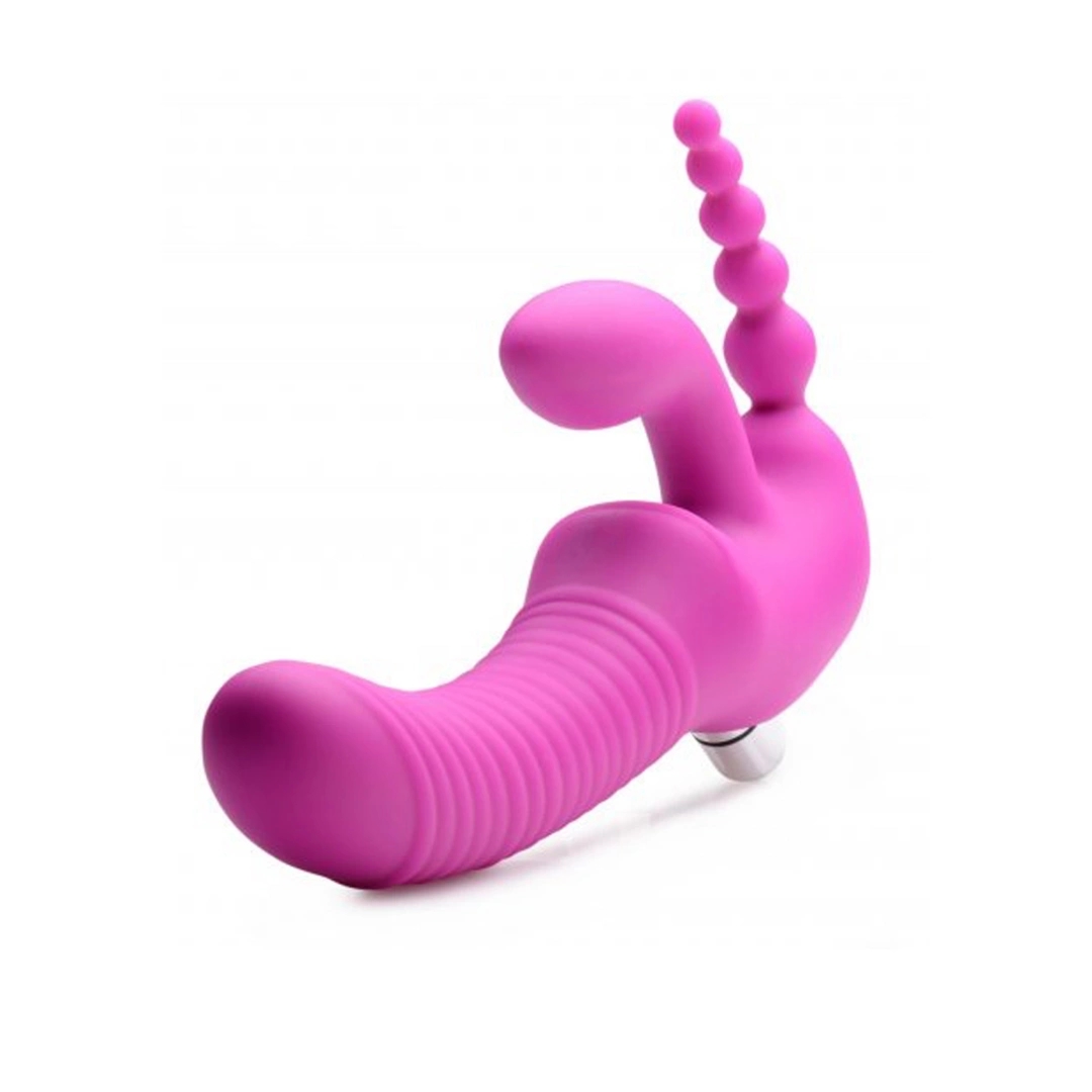 XR Brands Regal – silikonowy system trójfunkcyjny z wibracją, bez paska, ergonomiczny