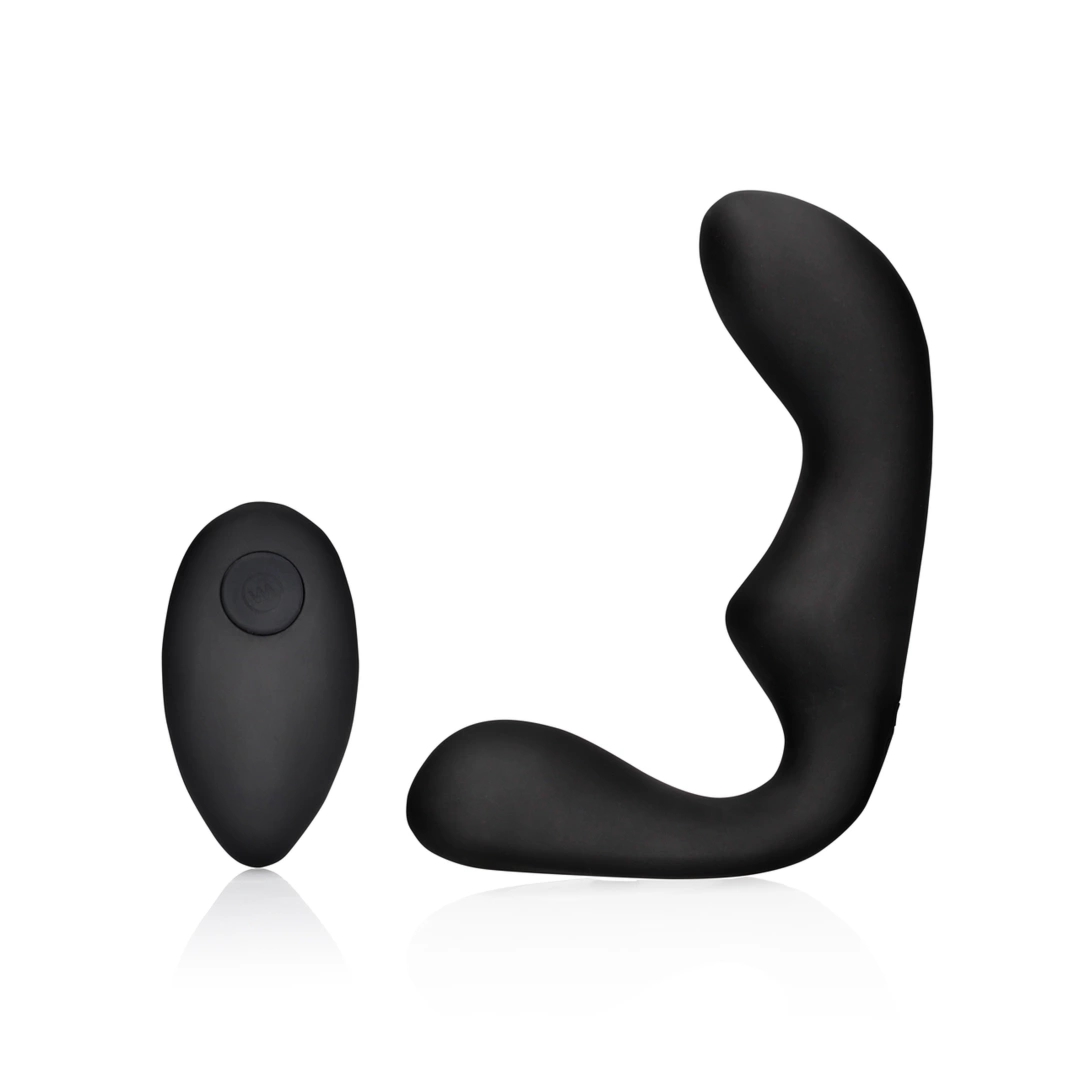 Ouch! Spiczasty model do masażu prostaty z pilotem, 10 trybów, silikon czarny, ergonomiczny
