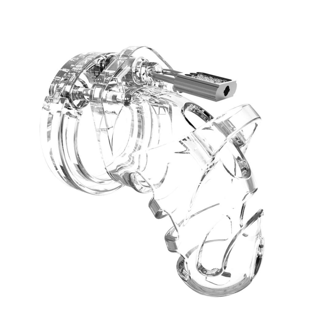 Man|Cage Chastity Cage 9,5 cm transparentna – system kontroli komfortu, poliwęglan