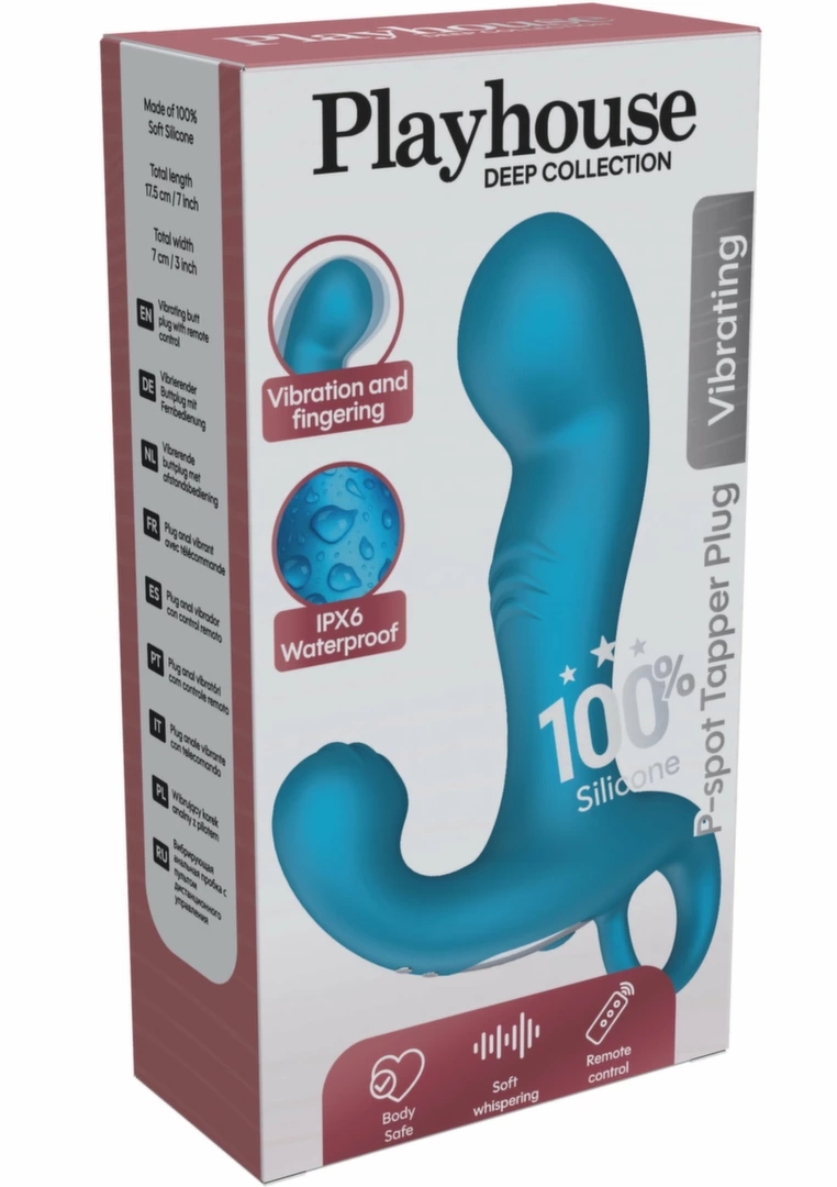 P-spot Tapper Plug Vibrating z pilotem, silikonowy korek anatomiczny, 10 trybów, czarny, wodoodporny
