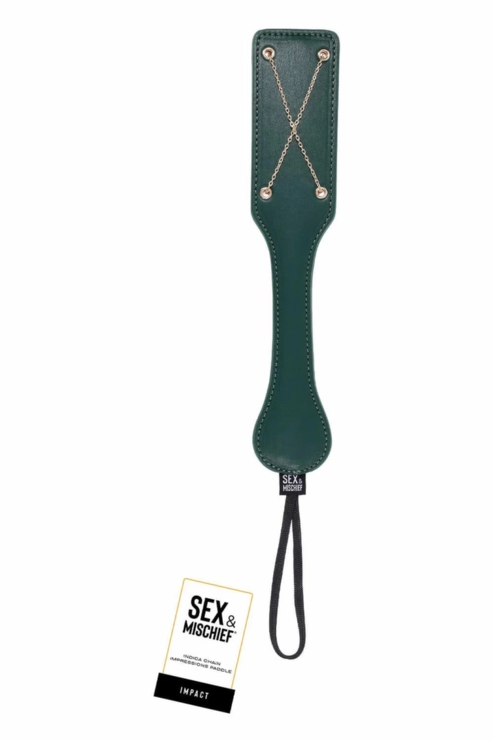 SPORTSHEETS Indica Chain Paddle zielony z łańcuchem, imitacja skory