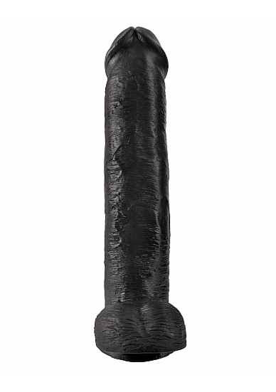 Pipedream King Cock - dildo realistyczne GRUBY OLBRZYM czarne PVC jądra - 38cm (15