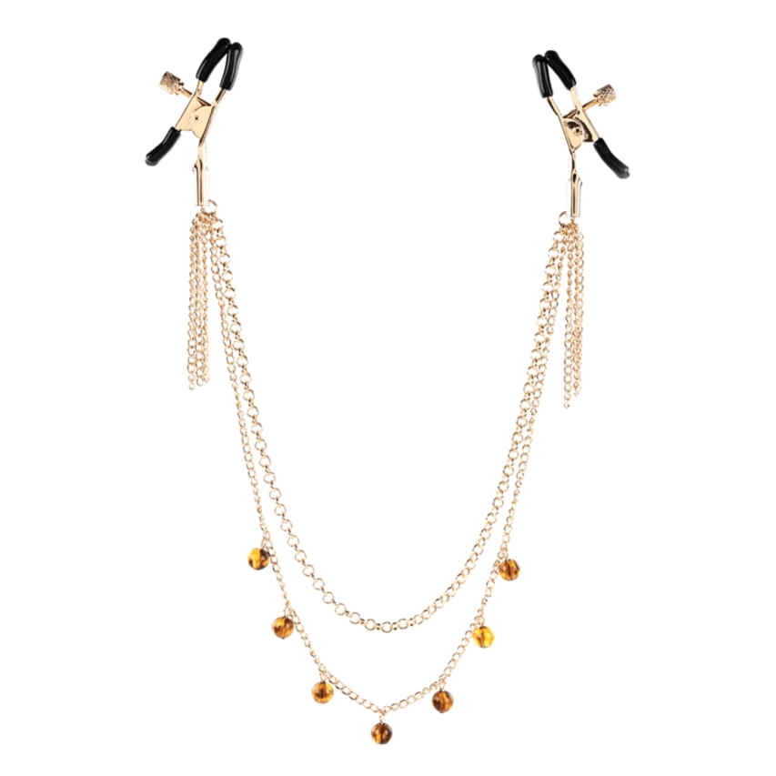 Sportsheets - Bursztynowe Zaciski Na Sutki Z Łańcuszkiem