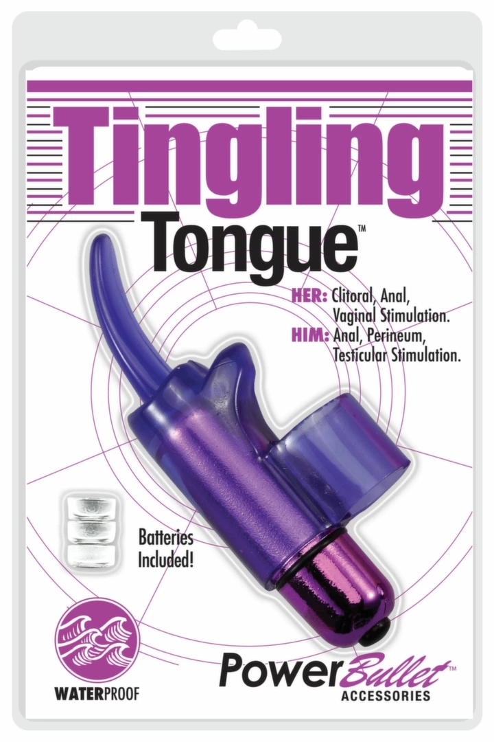 PowerBullet Tingling Tongue Purple - Miniaturowy masażer na palec wodoodporny