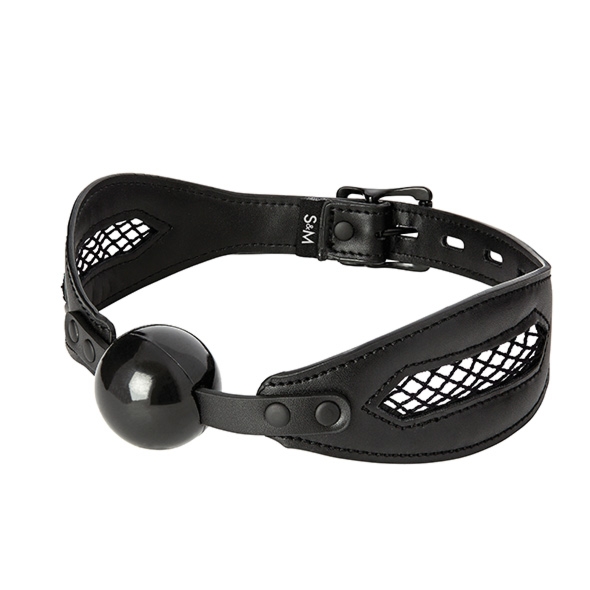 Knebel z opaską z siateczki - S&M Fishnet Ball Gag  