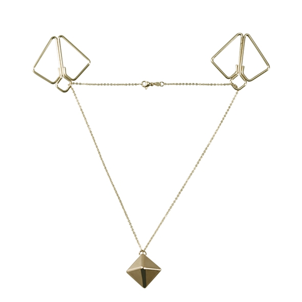 Lockink - Zaciski Na Sutki Z Ciężkim Wisiorkiem Zestaw Złote