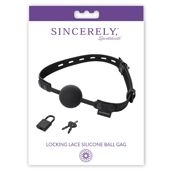 Knebel do ust silikonowy - Sportsheets Sincerely Locking Lace Silicone Ball Gag