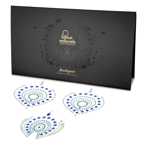 Ozdoby z klejnotów na sutki i ciało - Bijoux Indiscrets Flamboyant niebieski