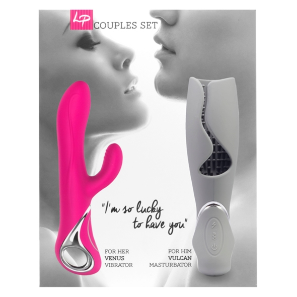 Zestaw dla par wibrator plus masturbator - LoversPremium Venus & Vulcan Couples Set Szary i Różowy