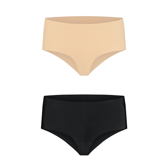 Bezszwowe figi wysokie dwupak - Bye Bra  Invisible High Brief Cieliste i Czarne S 
