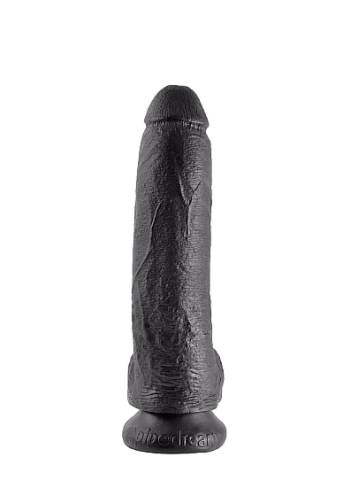 Pipedream King Cock - dildo realistyczne duże CZARNE z jądrami PVC - 23cm (9")