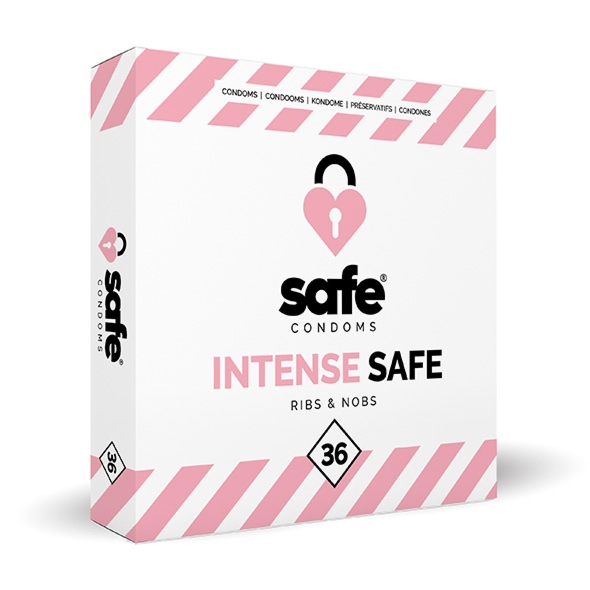 Prezerwatywy stymulujące - Safe Intense Safe Condoms Rib-Nop 36szt