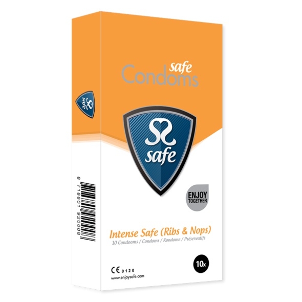 Prezerwatywy stymulujące - Safe Intense Safe Condoms Rib-Nop 10szt