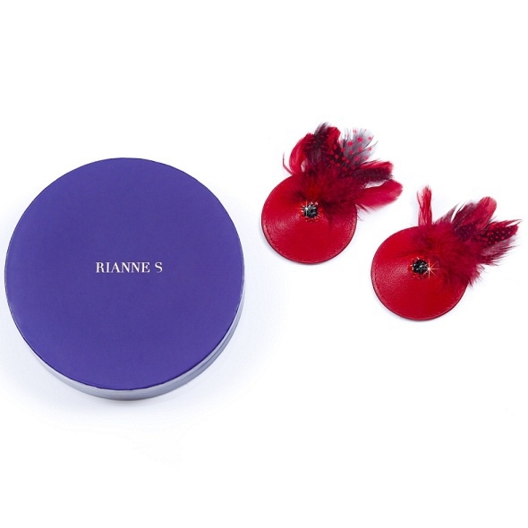 Luksusowe nakładki z piórkami na sutki - Rianne S Pasties Birds czerwone