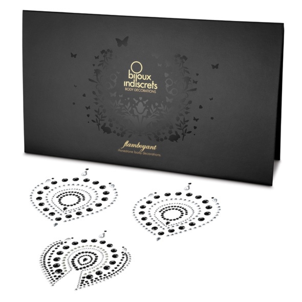 Ozdoby z klejnotów na sutki i ciało - Bijoux Indiscrets Flamboyant czarny