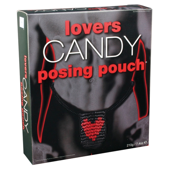 Męskie stringi z cukierków z sercem - Lovers Candy Posing Pouch