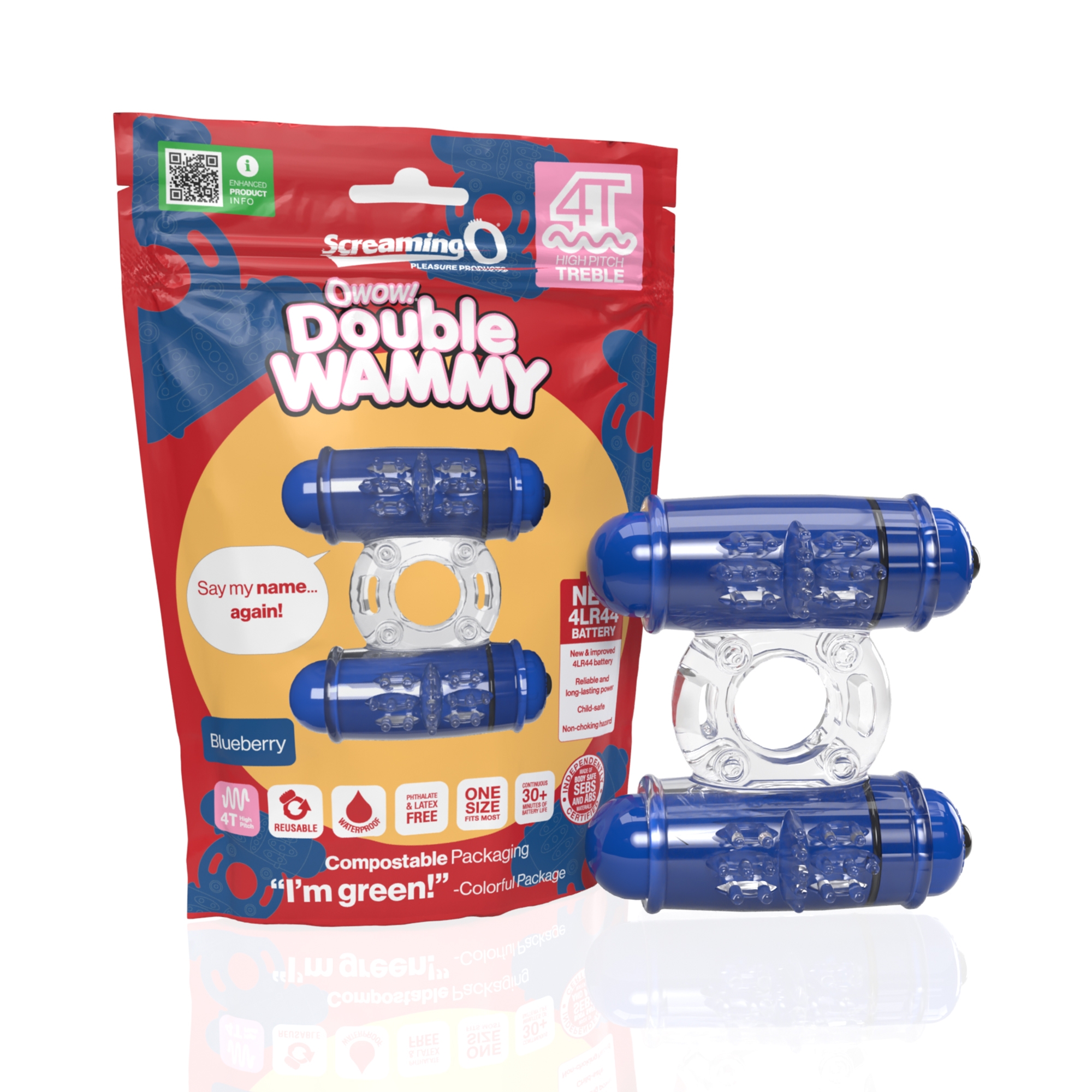 The Screaming O - Pierścień Wibracyjny Na Penisa Z Dwoma Silnikami 4T WammyBlueberry