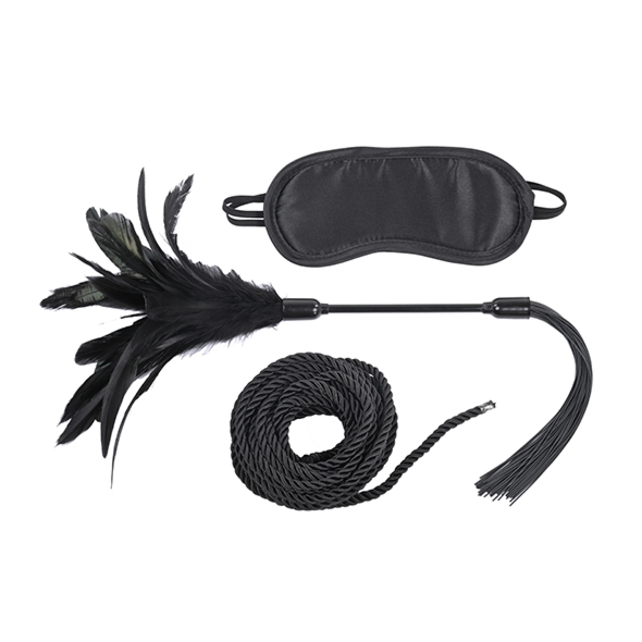 S&M - 3-Częsciowy Zestaw BDSM Czarny Shadow Tit And Tickle Kit