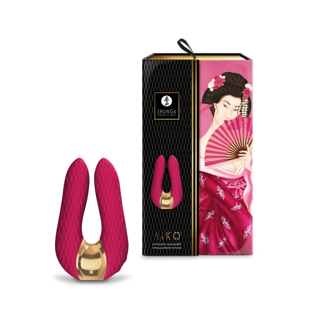 Shunga Aiko Raspberry - masażer z podwojnym silnikiem, silikonowy