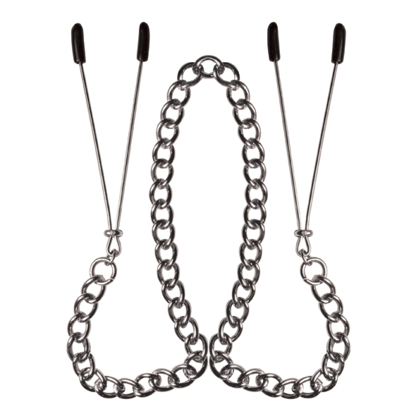 Łańcuszek z zaciskami na sutki - S&M Tug On My Heart Nipple Clips 