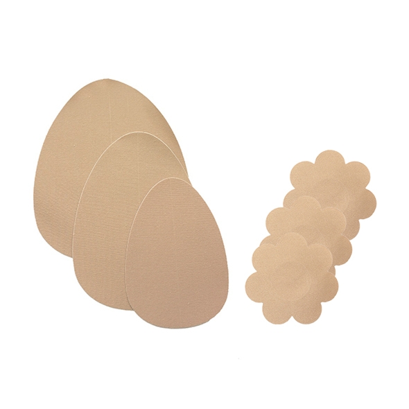 Zestaw plastry podnoszące piersi i nakładki na sutki - Bye Bra Breast Lift Pads + Satin Nipple Covers D-F Cieliste  