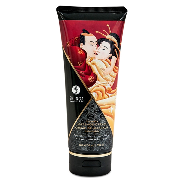 Krem do masażu ciała - Shunga Massage Cream 200 ml Truskawka