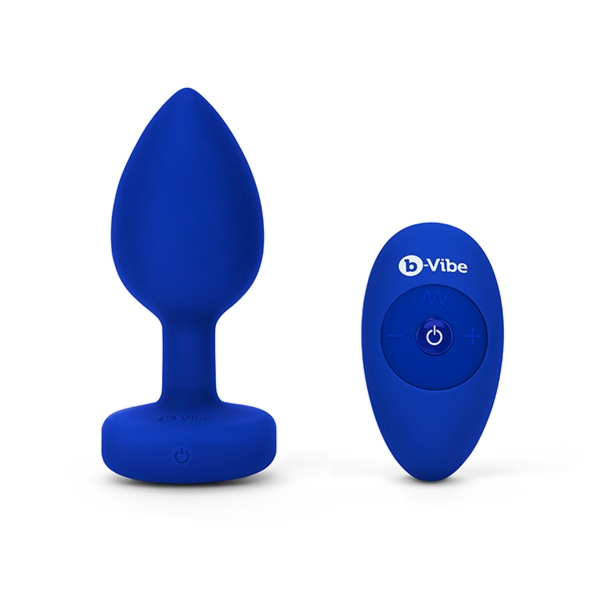 BVibe - Wibrujący Korek Analny Z Pilotem Niebieski Jewel Plug L/XL