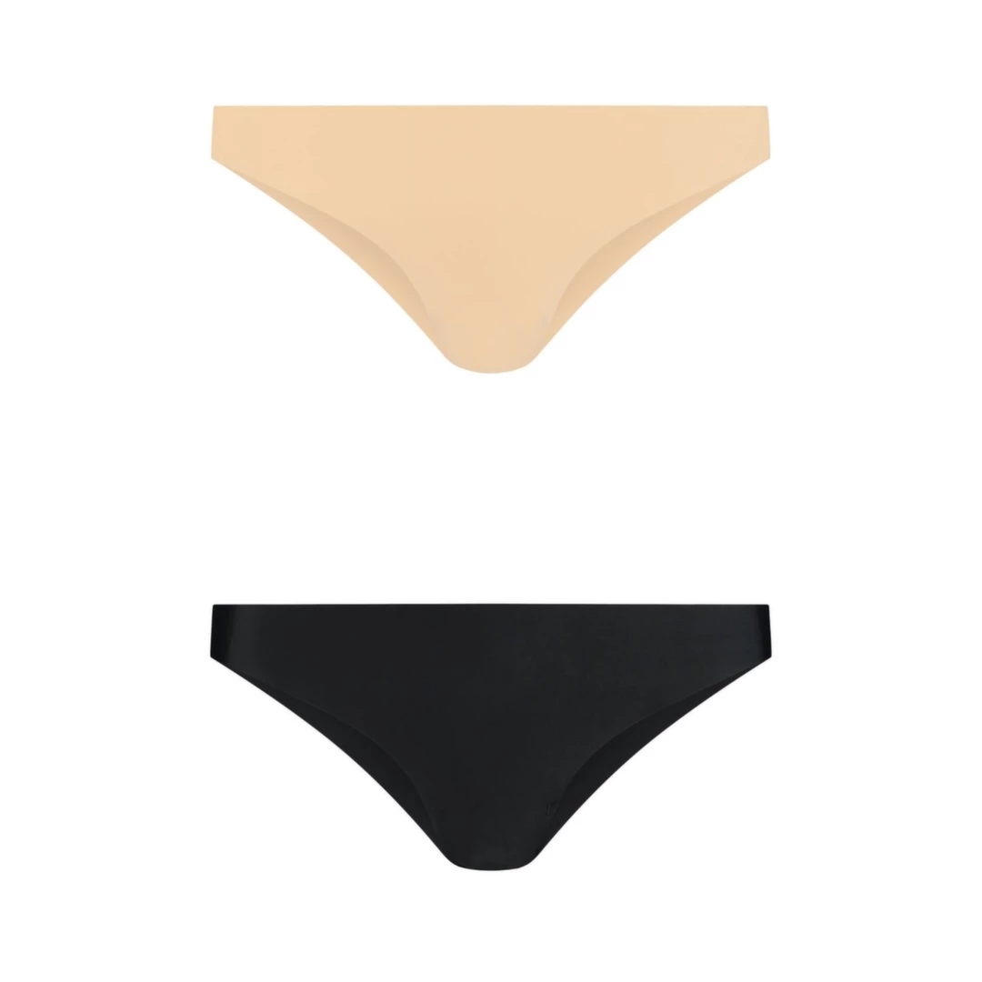 Bye Bra Invisible Brazilian XL - Bezszwowe majtki Nude i Black (2 szt.)