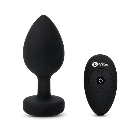 BVibe - Wibrujący Korek Analny Z Pilotem Czarny Jewel Plug XXL