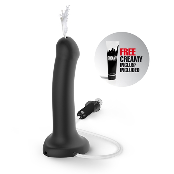 Dildo z wytryskiem do strap-on - Semi-Realistic Squirting Dildo Cum L Czarny